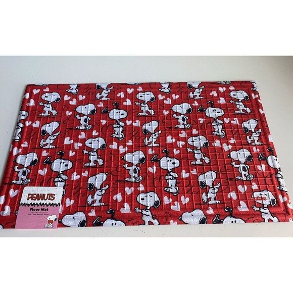 Peanuts Snoopy Valentines Outdoor Rubber Door Mat Rug 18X30” Red Hearts NEW - Picture 2 of 14